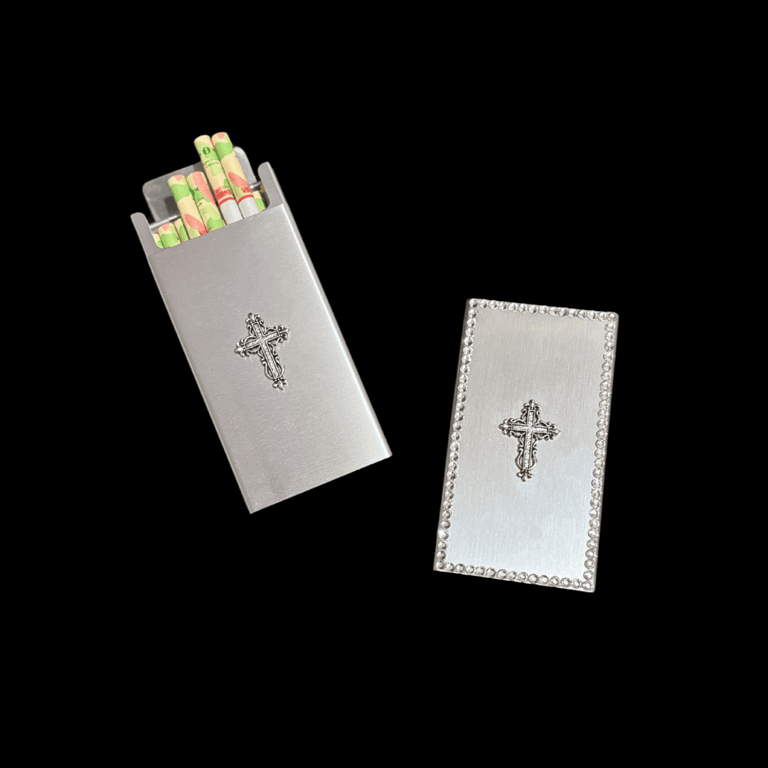 Gothic Cross Slide-Open Cigarette Case