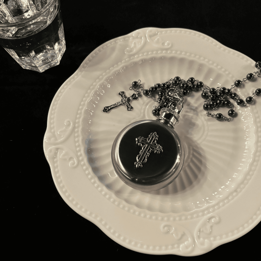 Gothic Cross Flask Pendant