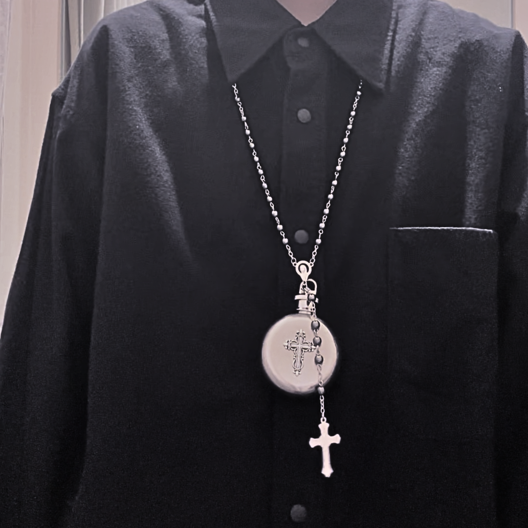 Gothic Cross Flask Pendant