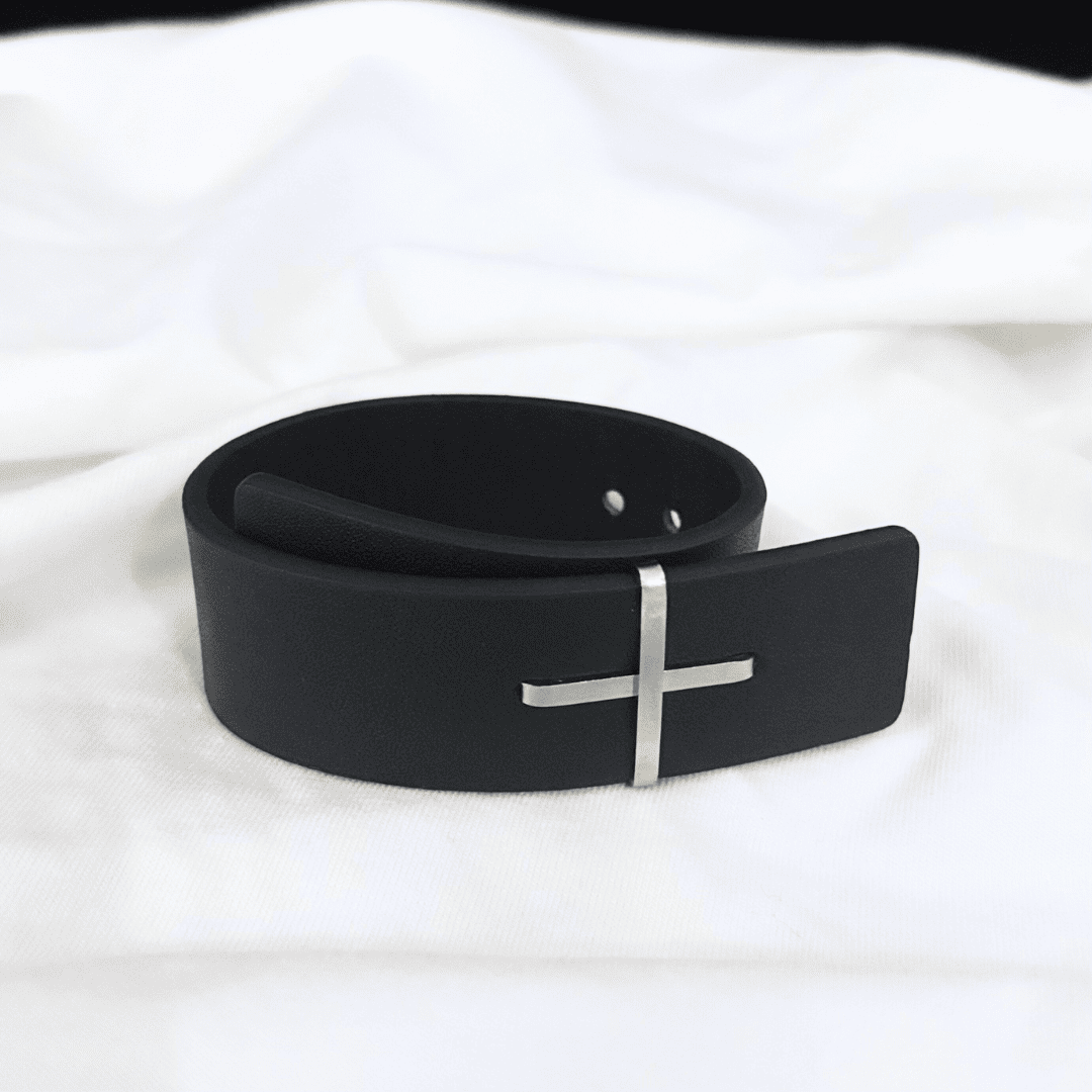 Leather Cross Cuff Bracelet