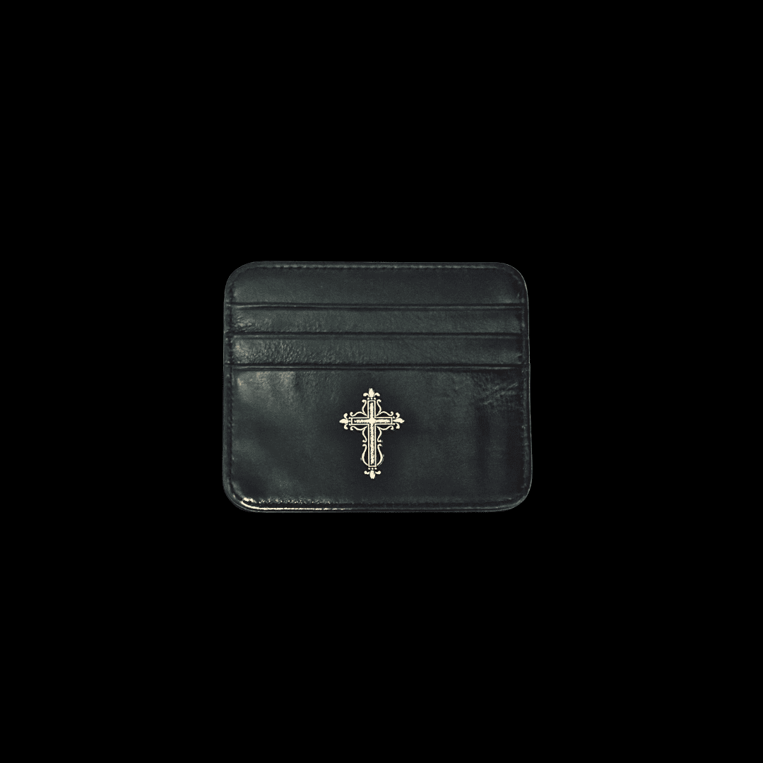 Gothic Cross Leather Card Holder