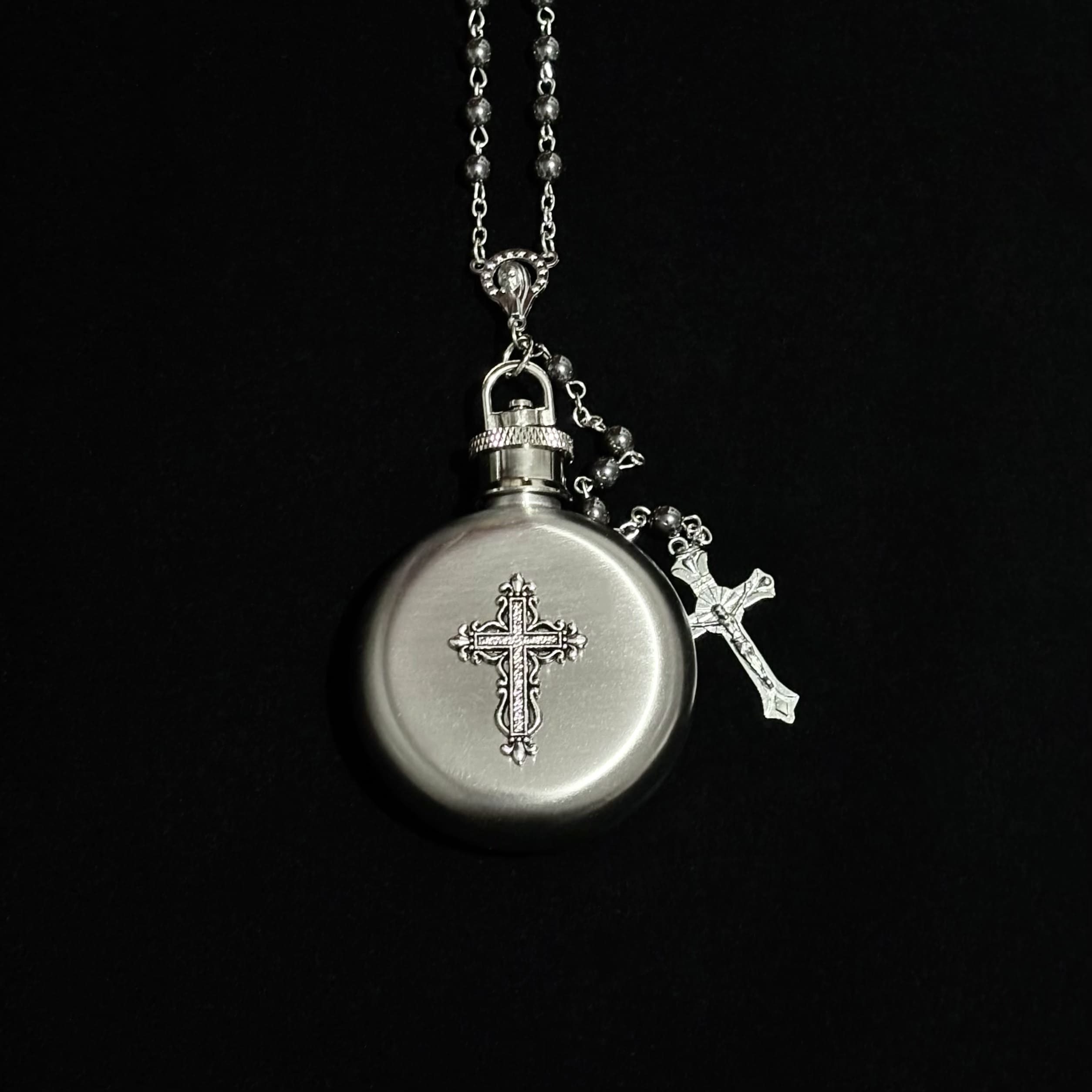 Gothic Cross Flask Pendant
