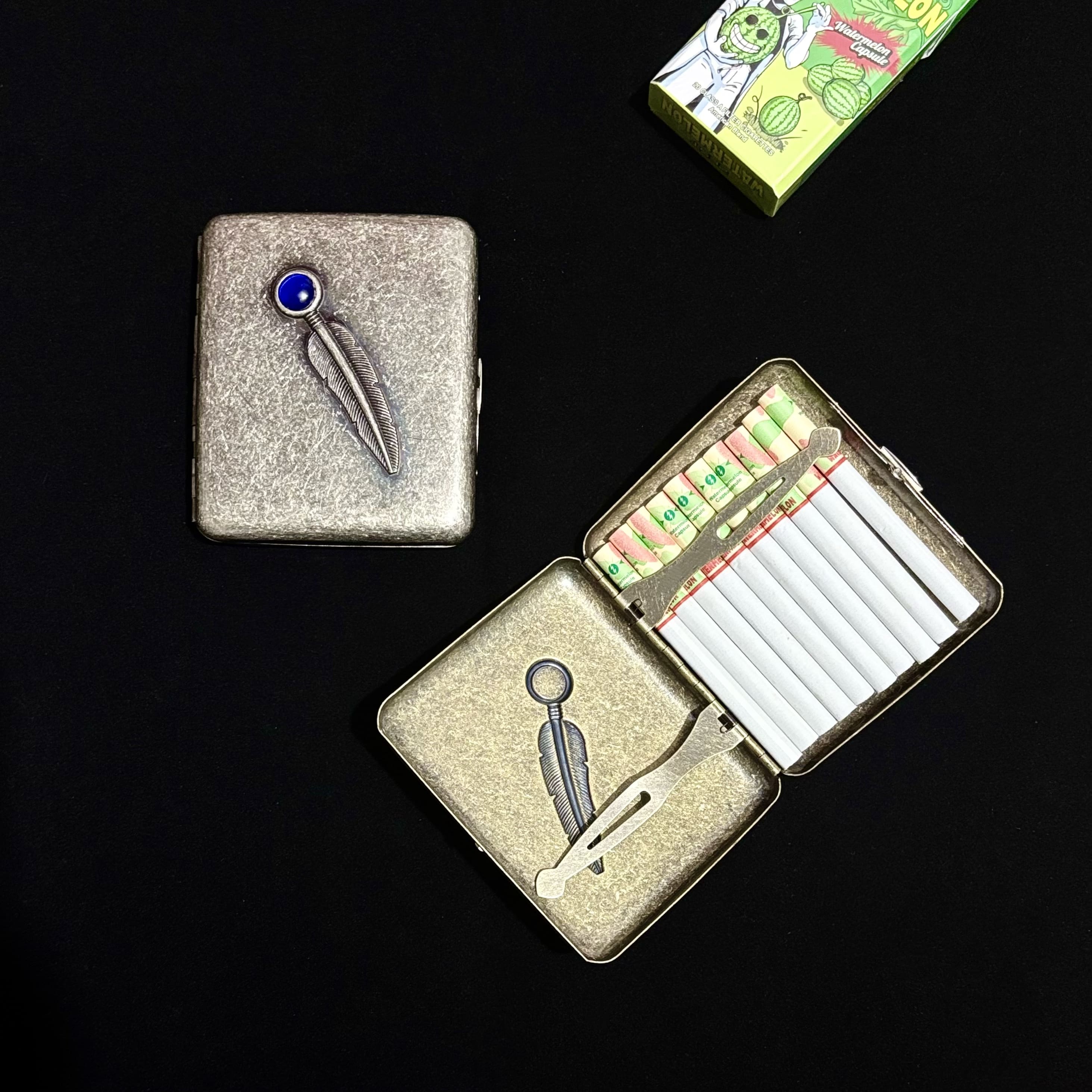 Vintage Feather Cigarette Case