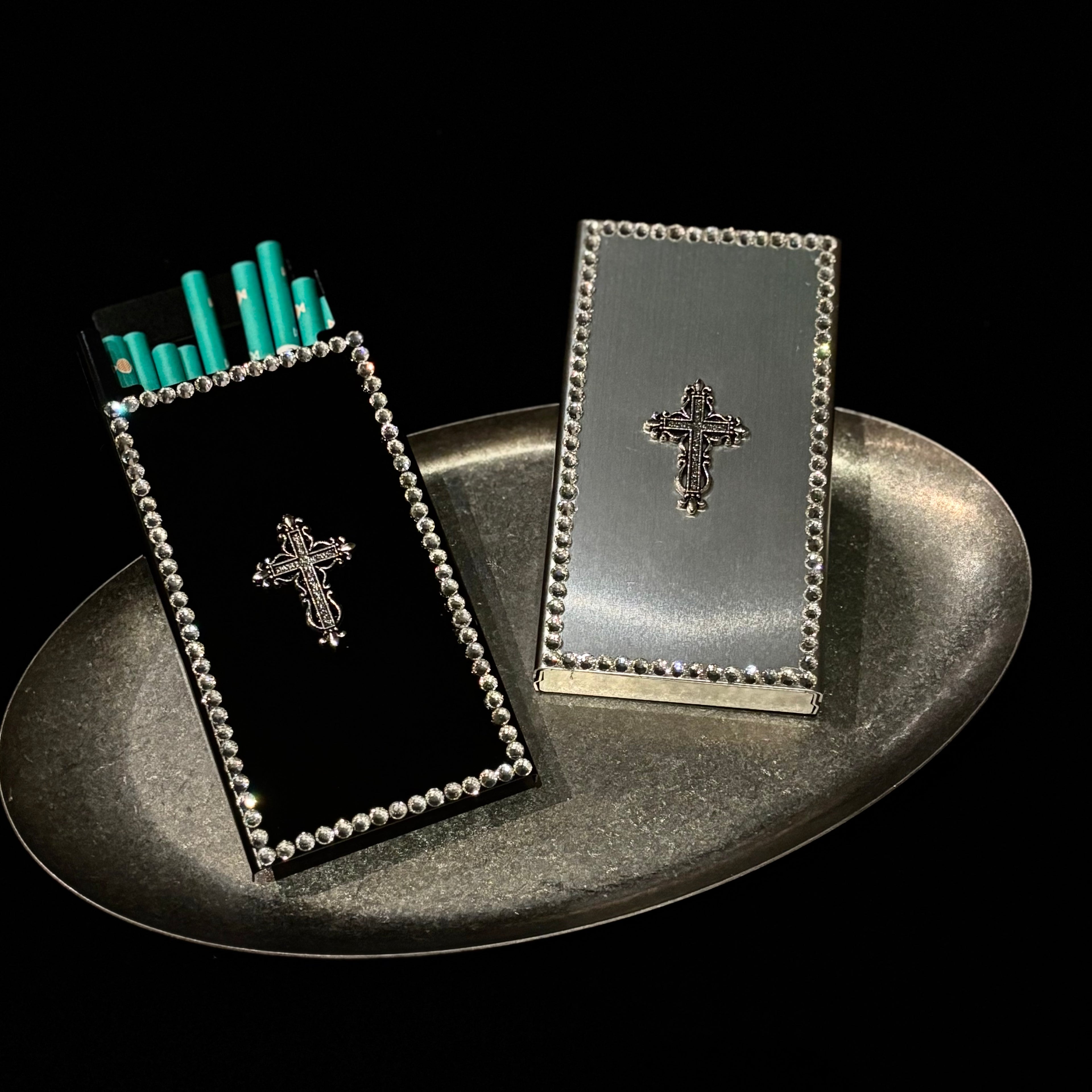 Gothic Cross Slide-Open Cigarette Case