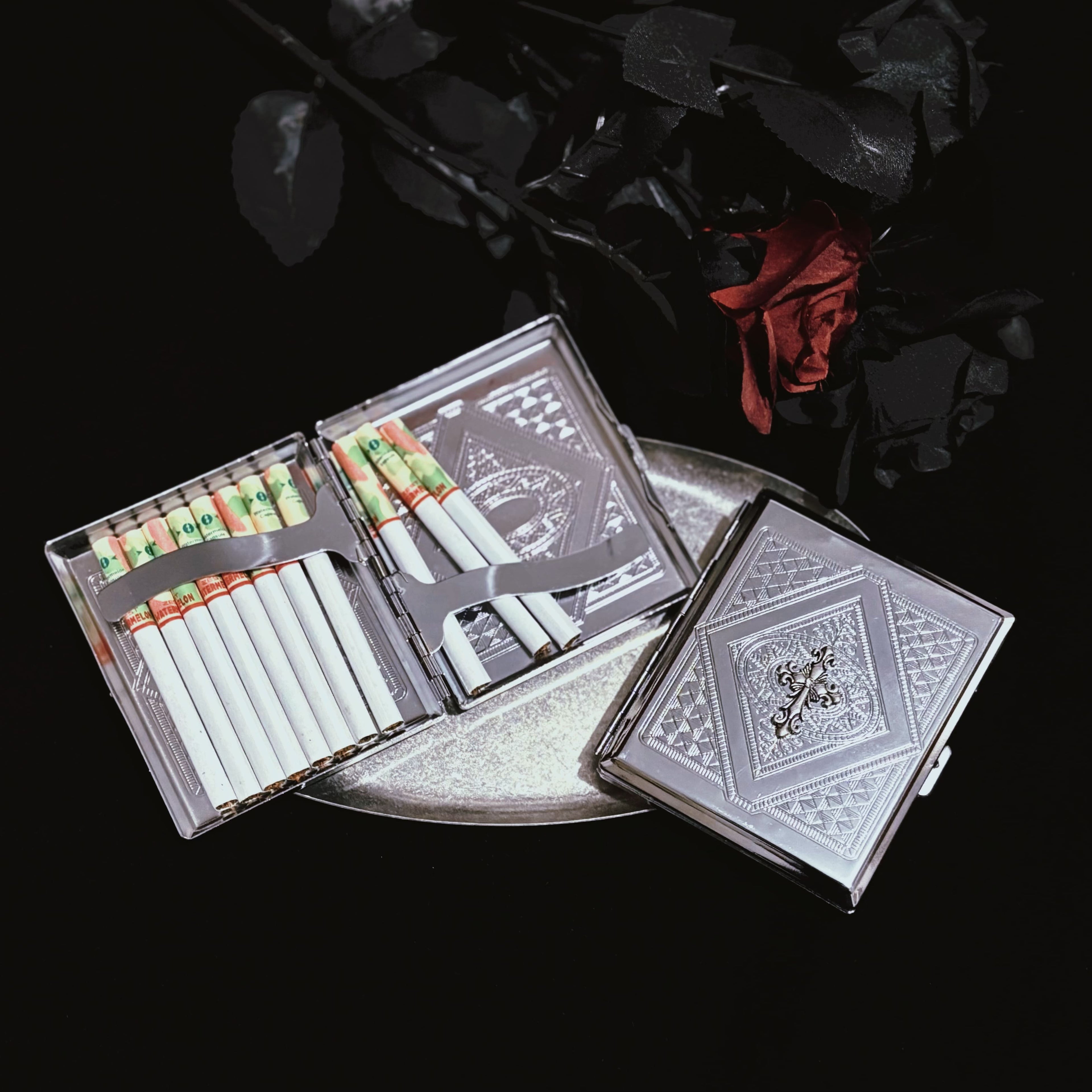 Gothic Embossed Cross Cigarette Case