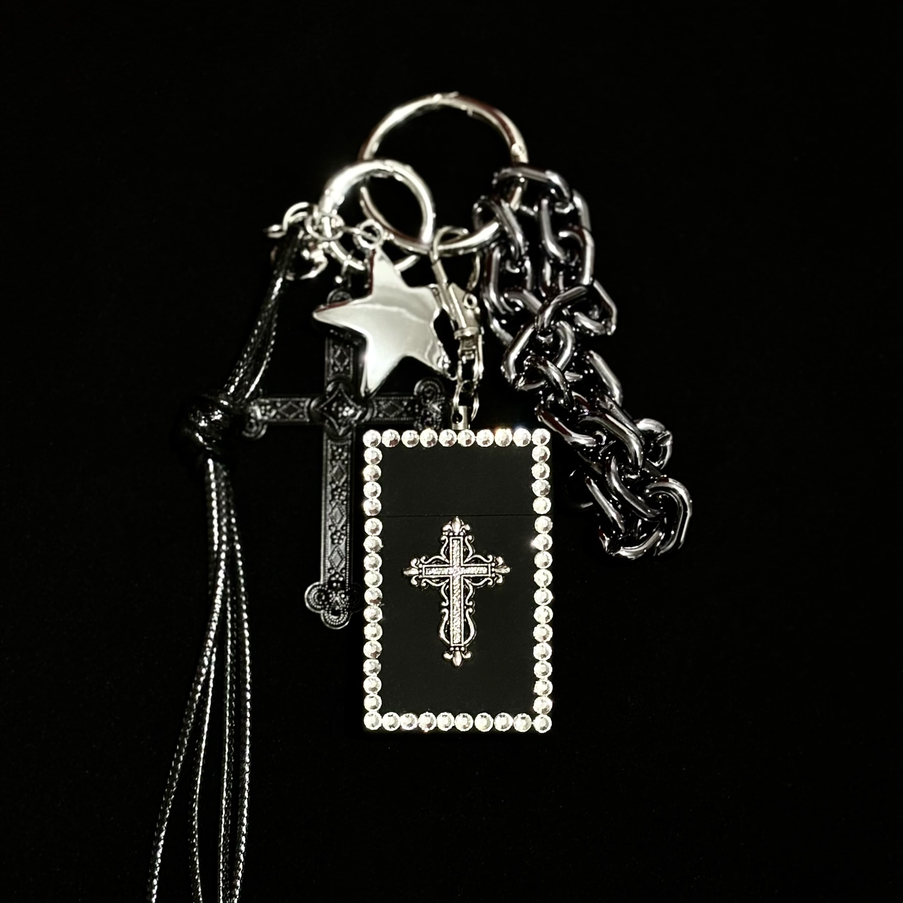 Gothic Cross Ashtray-Box Bag Charm & Keychain
