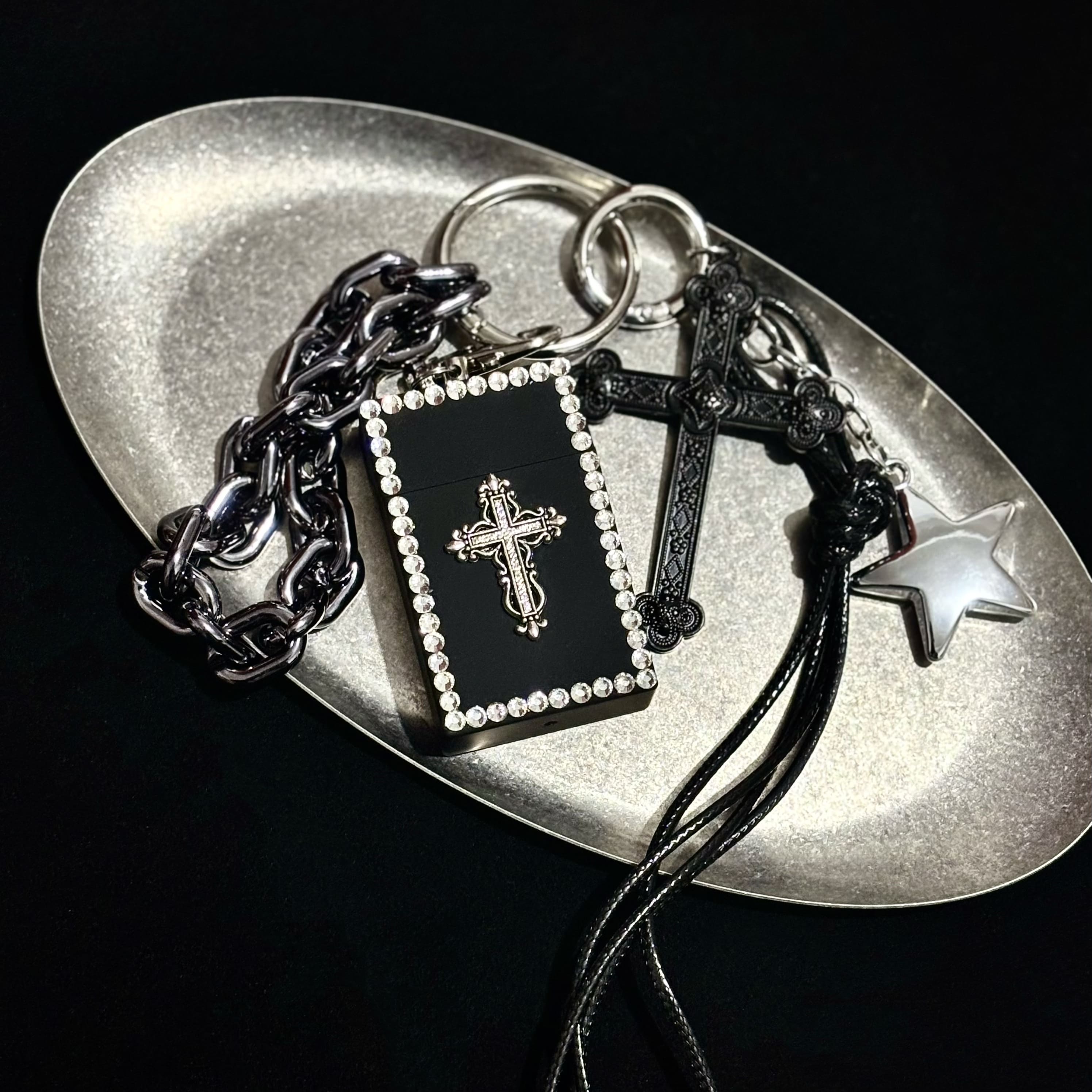 Gothic Cross Ashtray-Box Bag Charm & Keychain