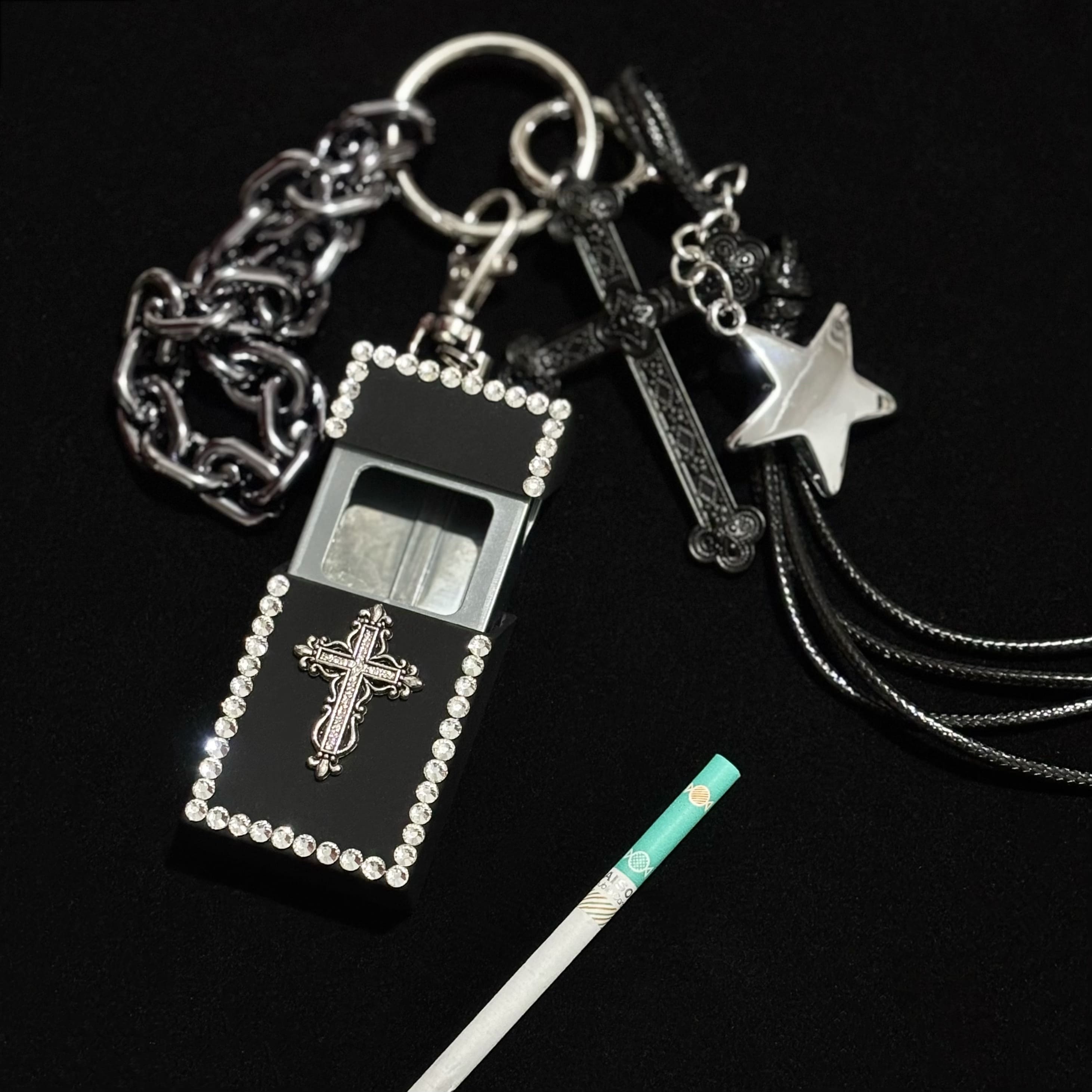 Gothic Cross Ashtray-Box Bag Charm & Keychain