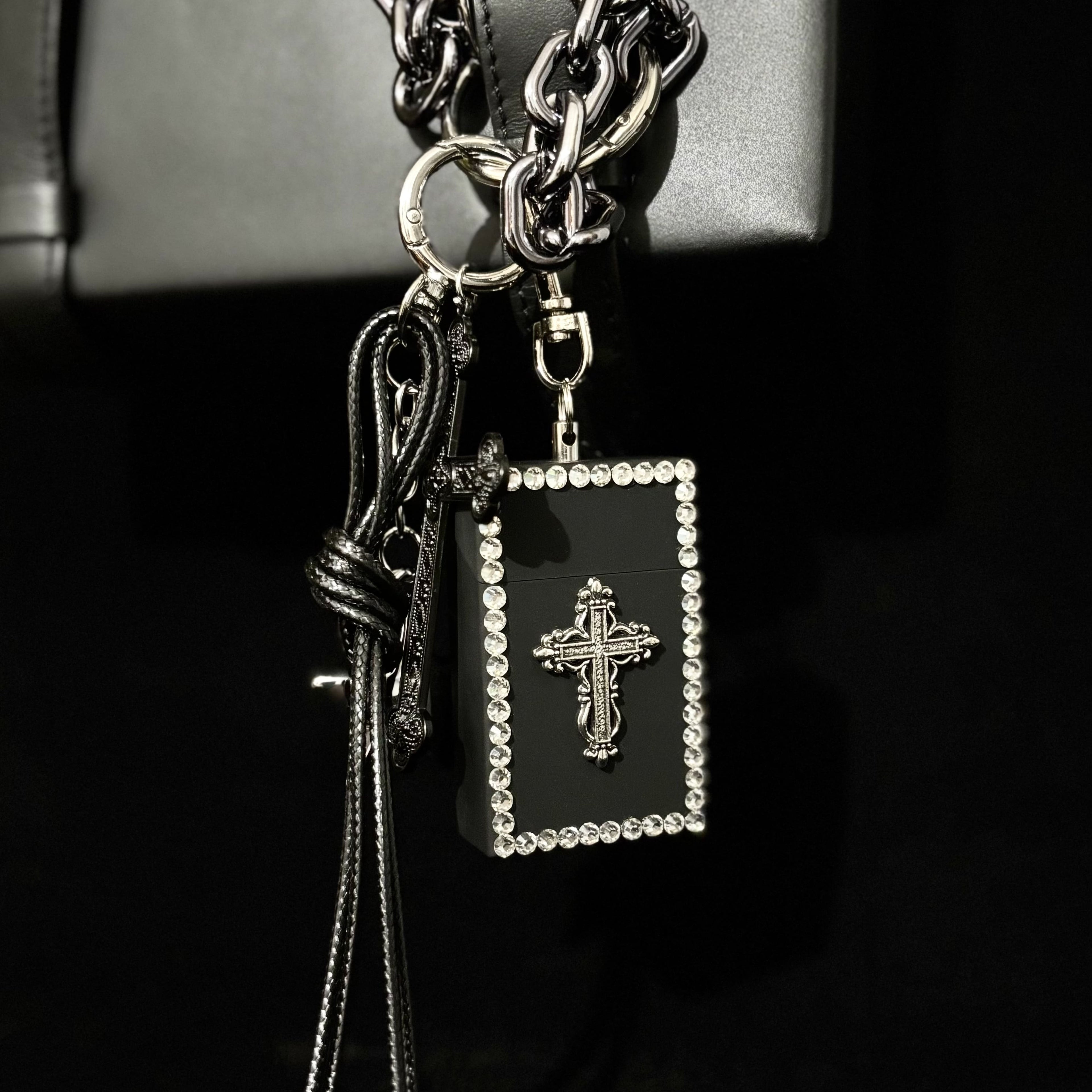 Gothic Cross Ashtray-Box Bag Charm & Keychain