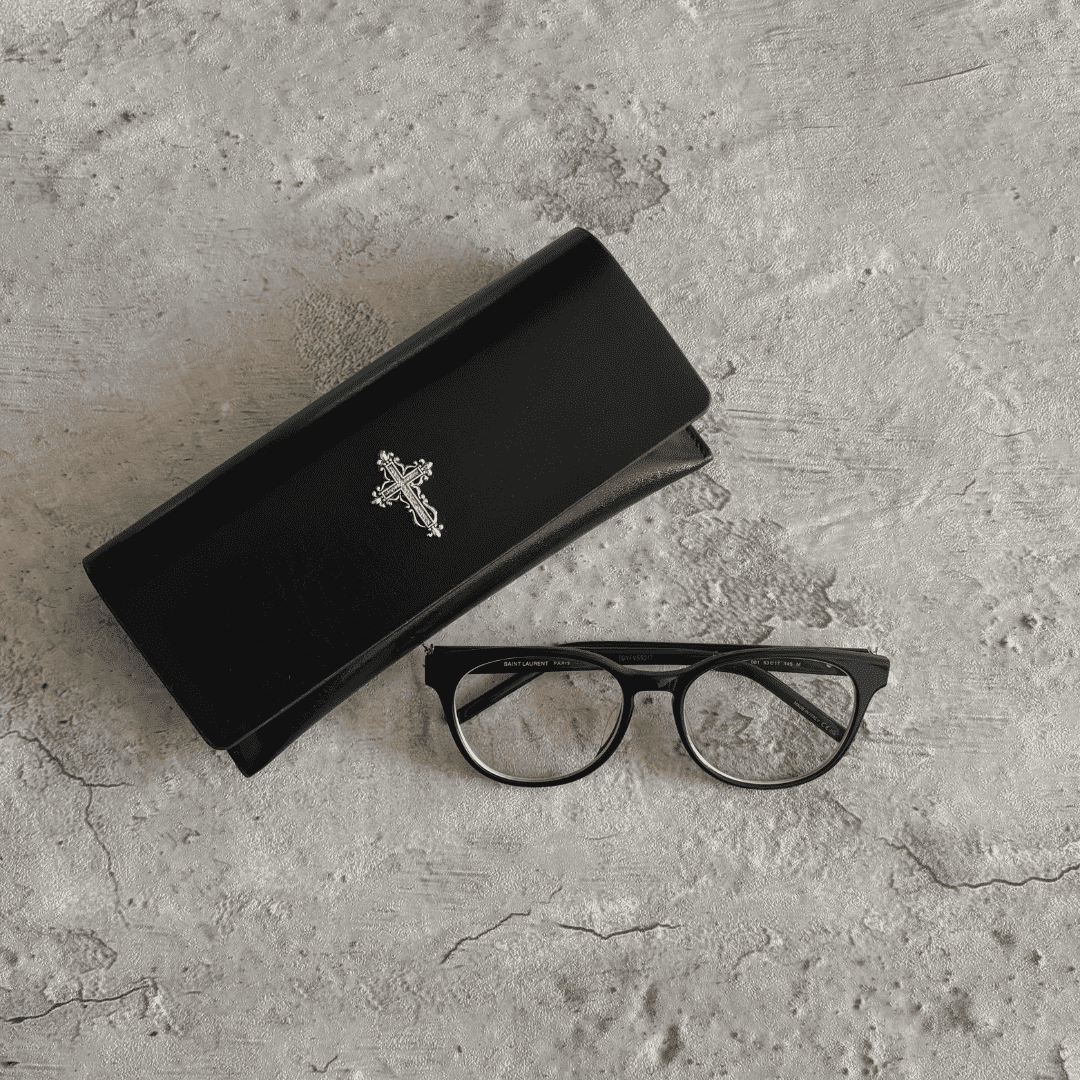 Gothic Cross Leather Glasses Case