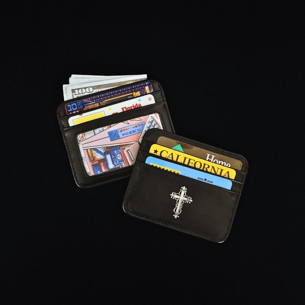 Gothic Cross Leather Card Holder