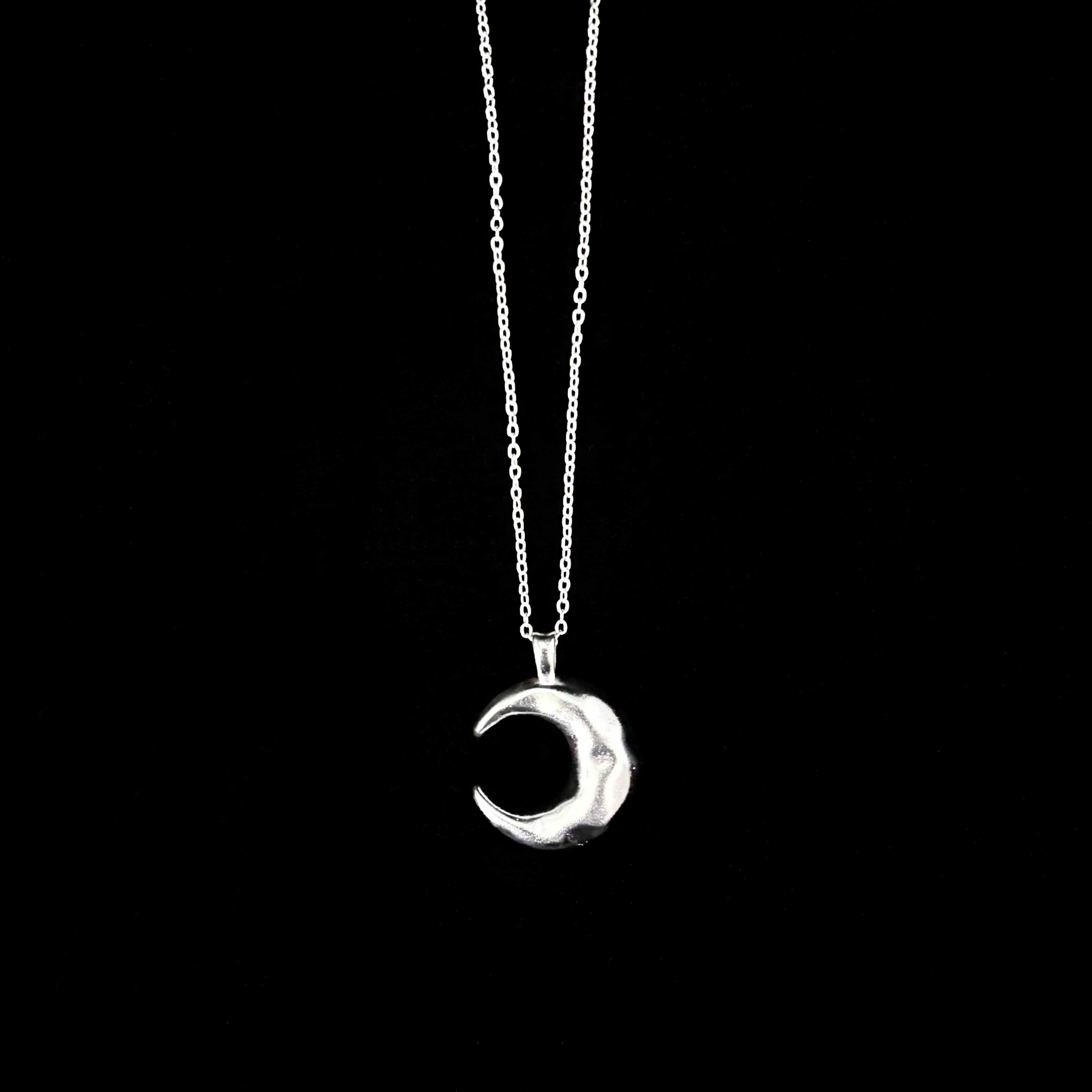 Matte Silver Crescent Moon Necklace