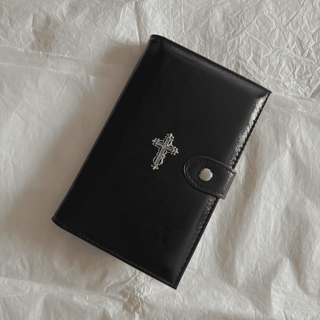 Gothic Cross Leather Passport Holder
