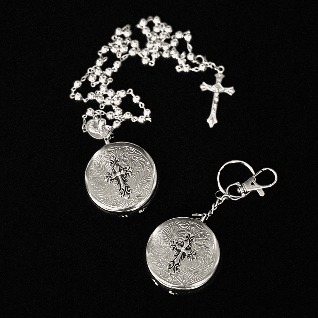 Gothic Embossed Ashtray Necklace / Keychain