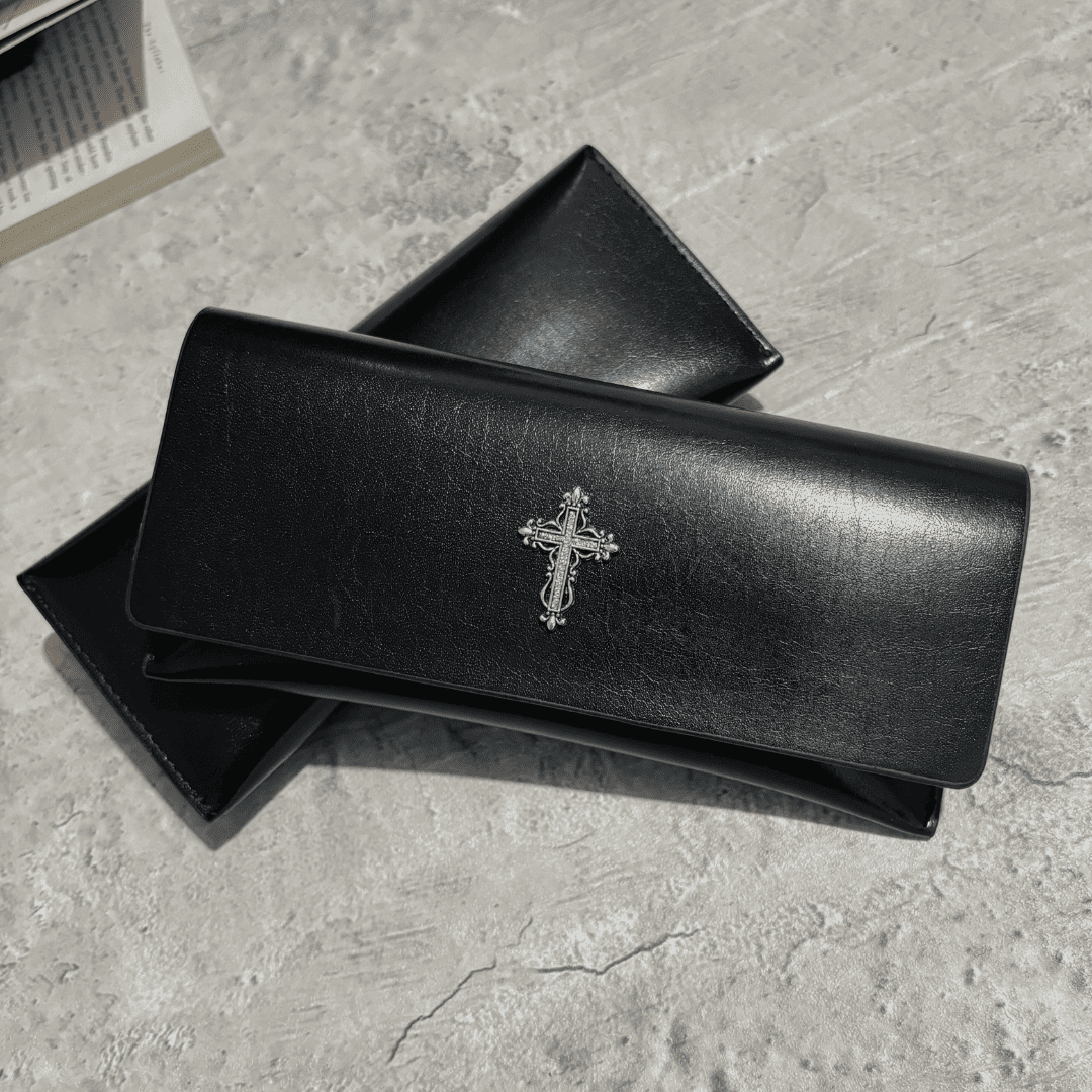 Gothic Cross Leather Glasses Case