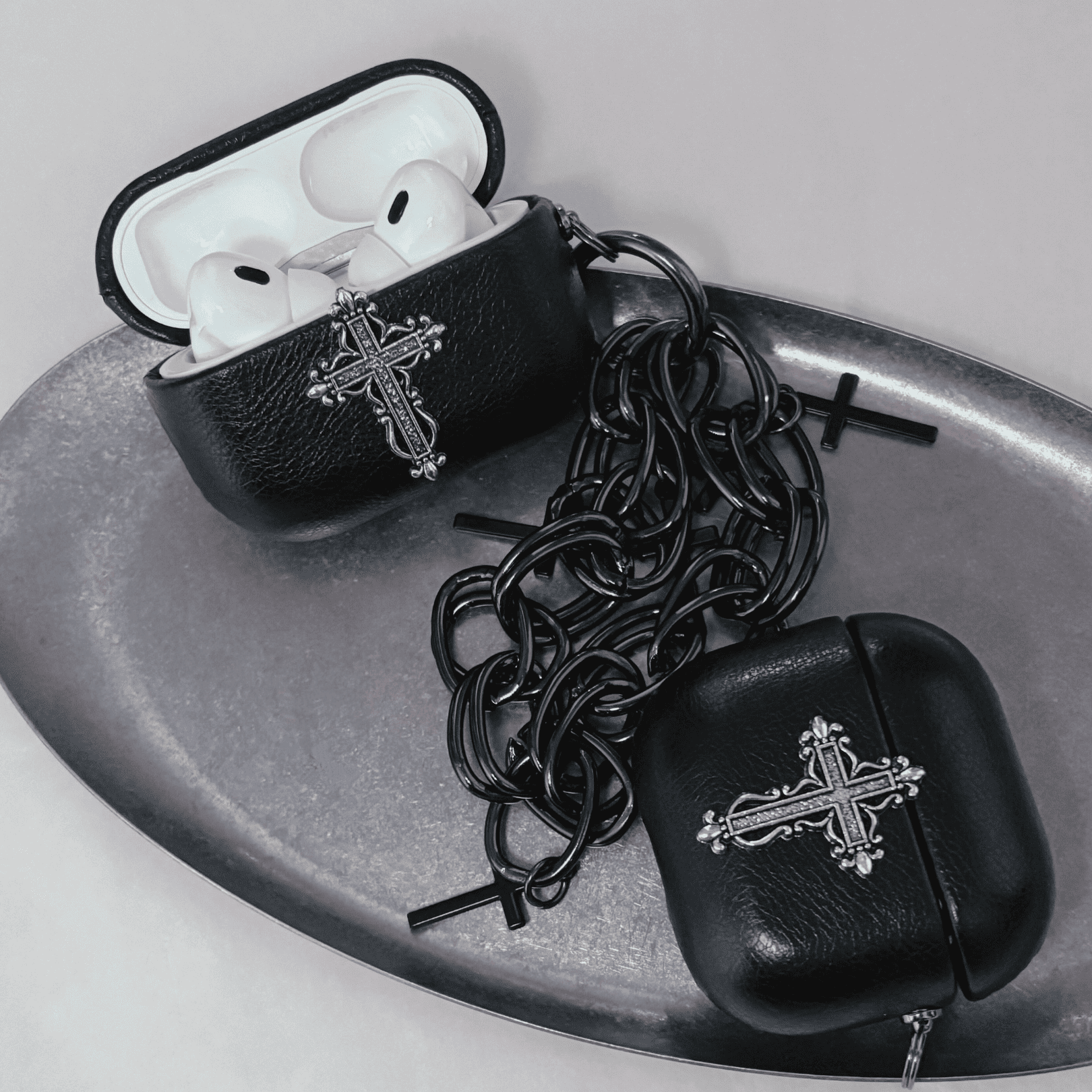 Gothic Cross Leather AirPods Case