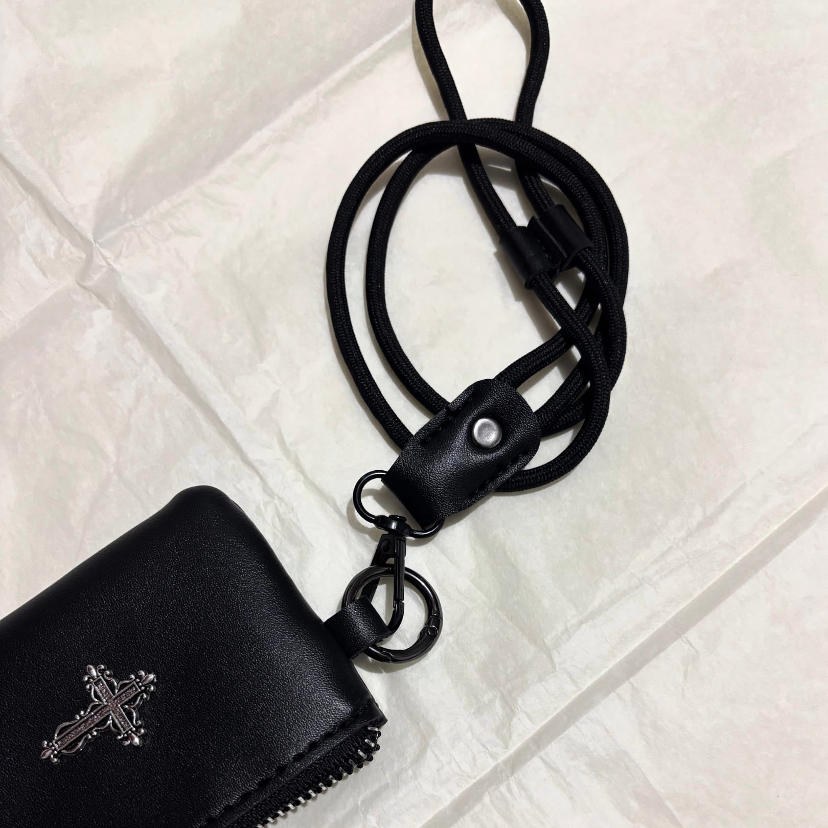 Gothic Cross Leather Coin Pouch