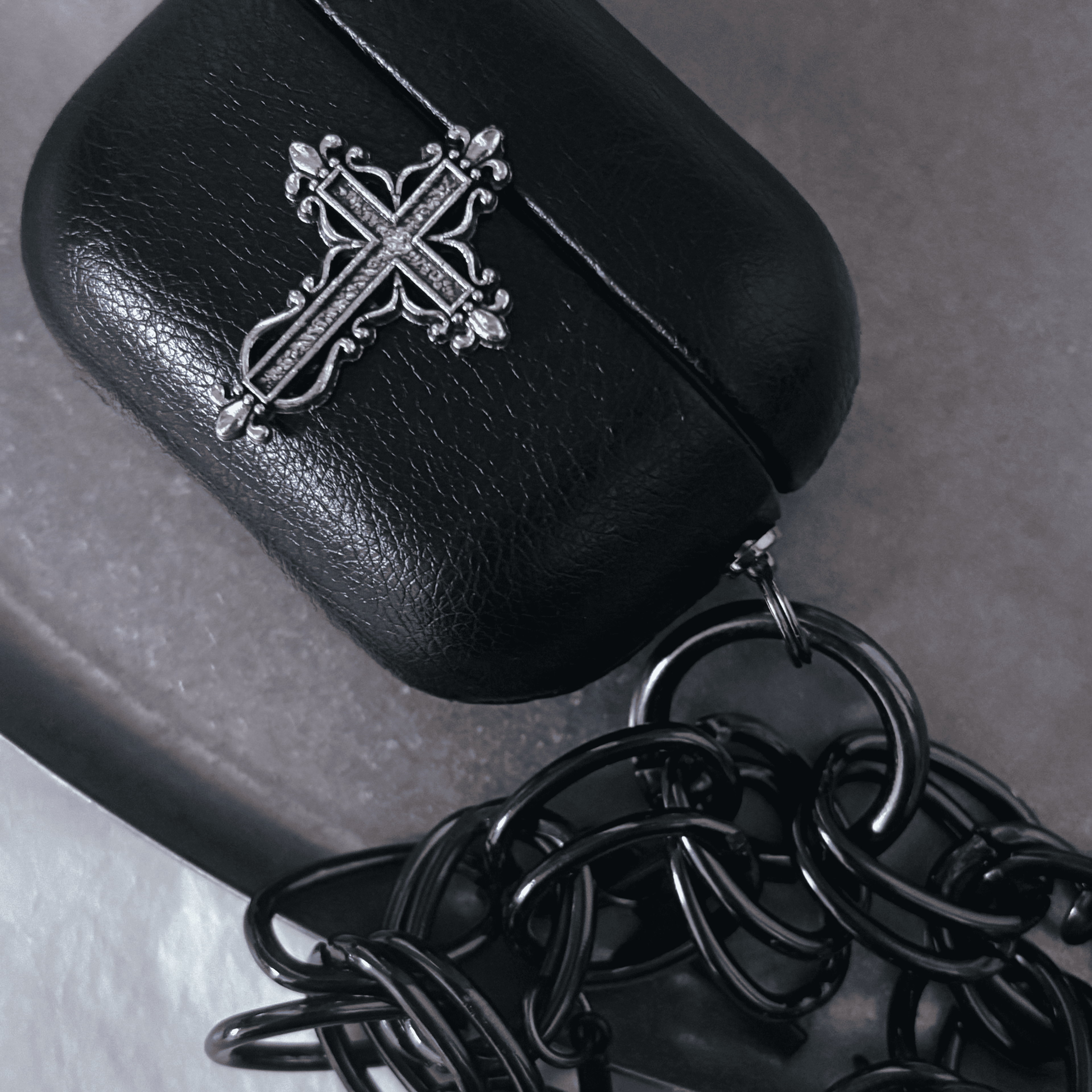 Gothic Cross Leather AirPods Case