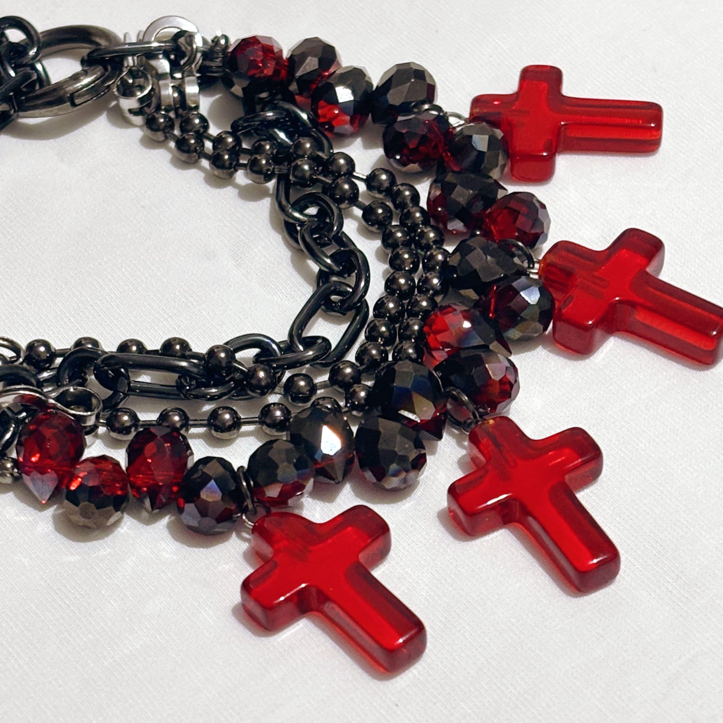 Blood Red Cross Layered Bracelet