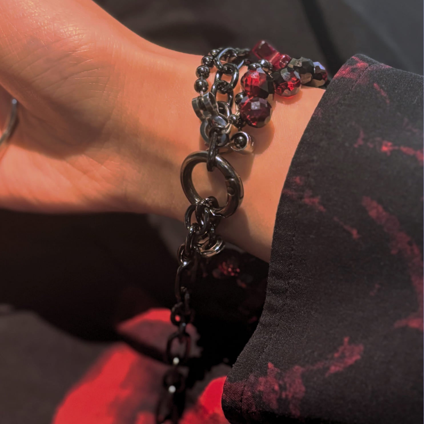 Blood Red Cross Layered Bracelet
