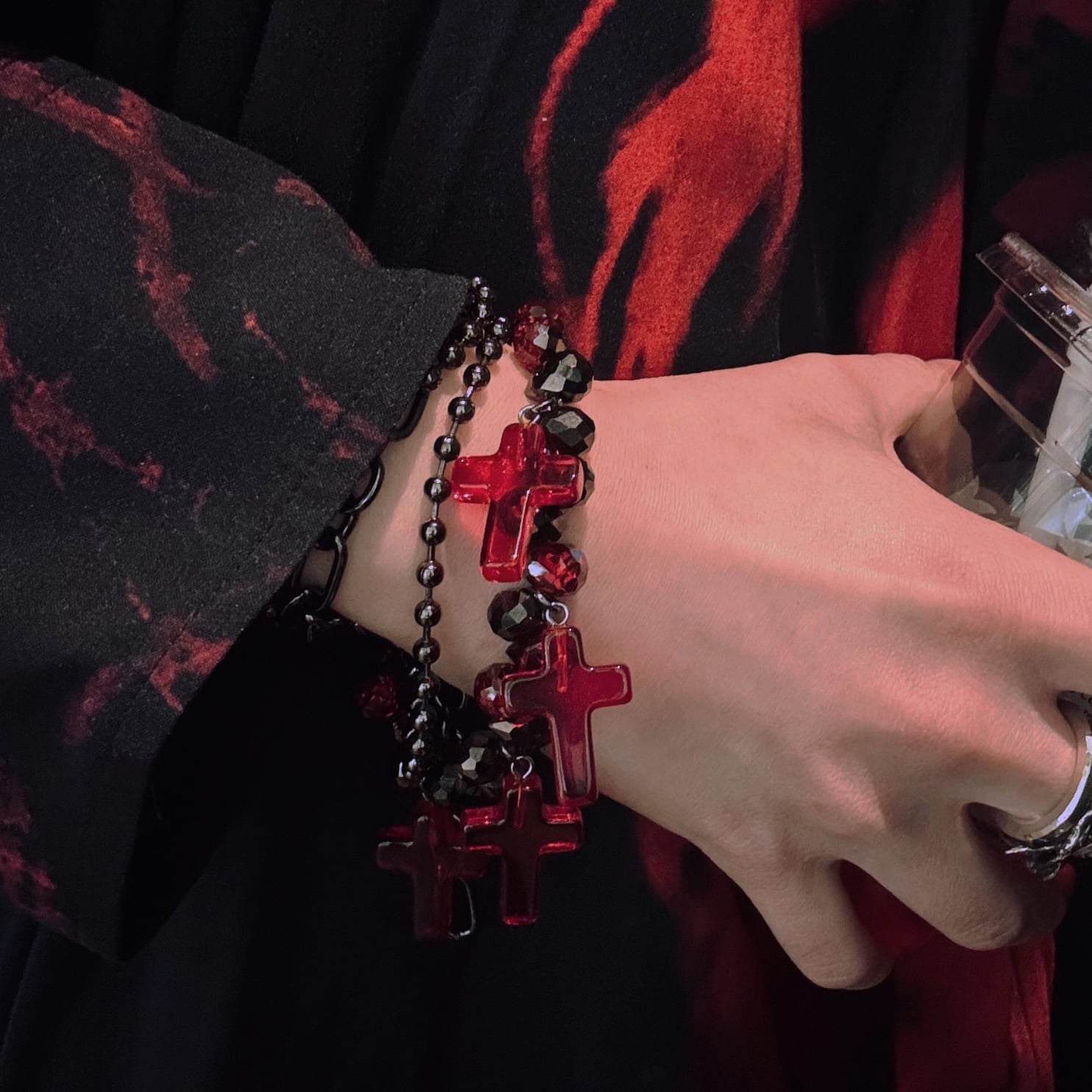 Blood Red Cross Layered Bracelet