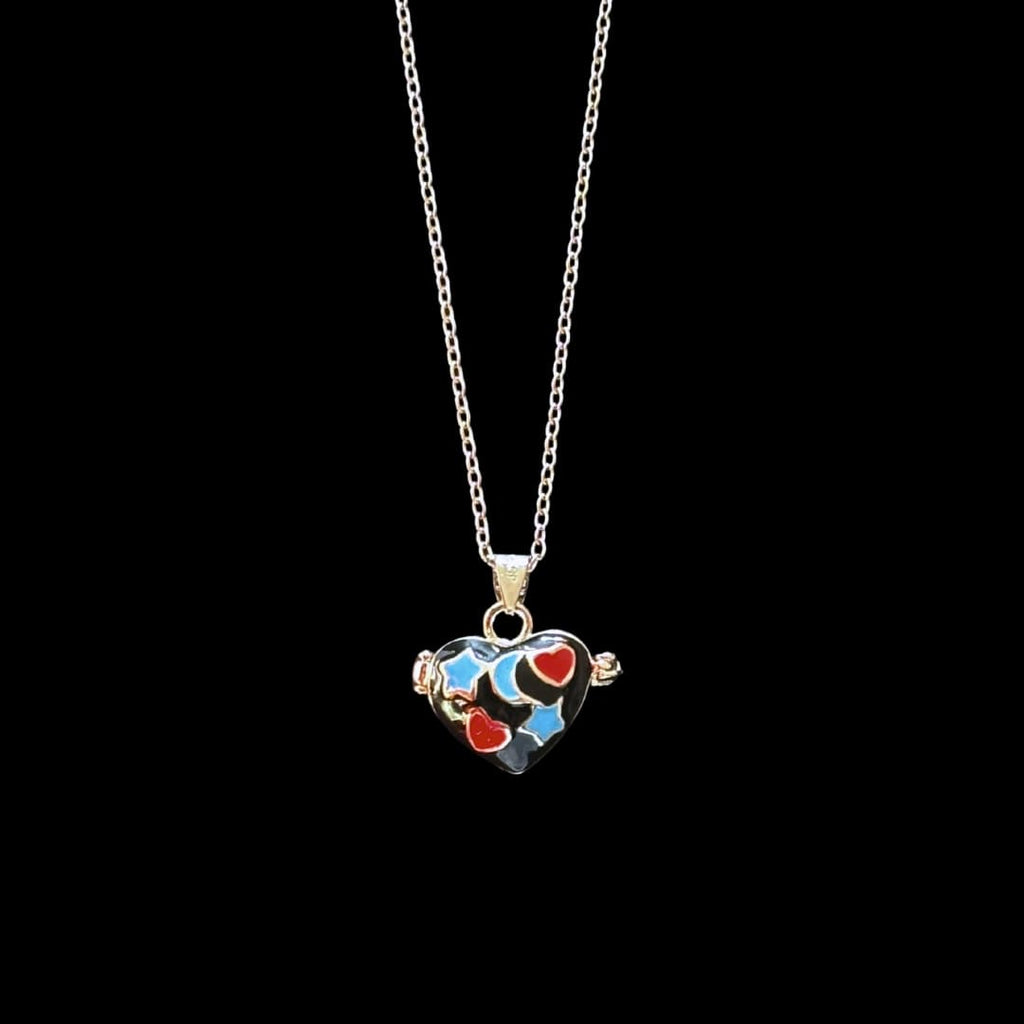 Star & Moon Heart Locket Necklace