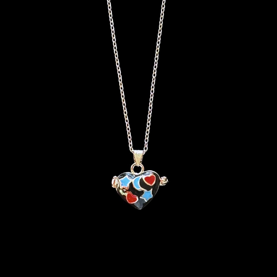 Star & Moon Heart Locket Necklace