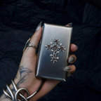Black and red Gothic rose cross cigarette case for alternative fashion