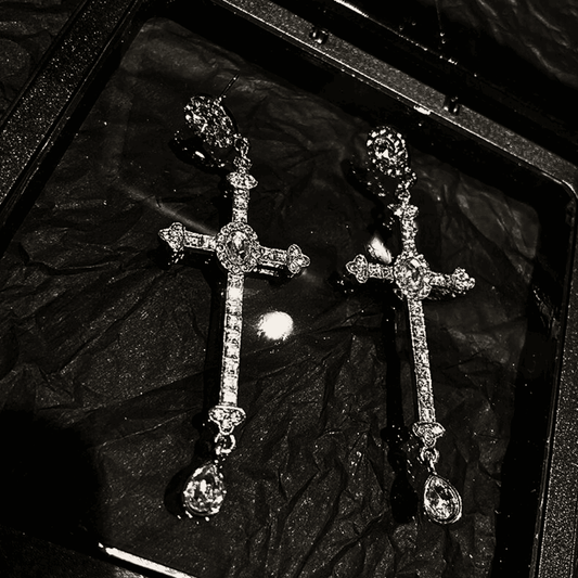 Midnight Cross Crystal Earrings