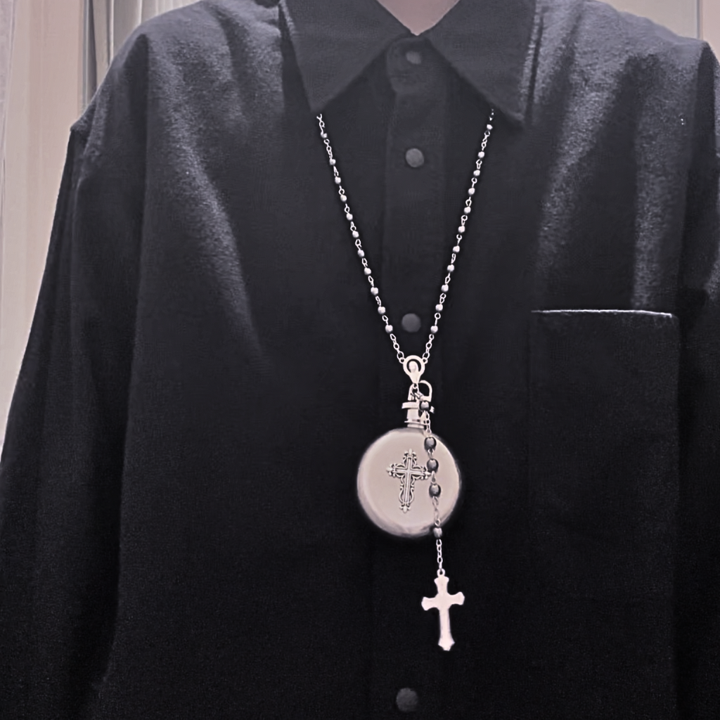 Gothic Cross Flask Pendant