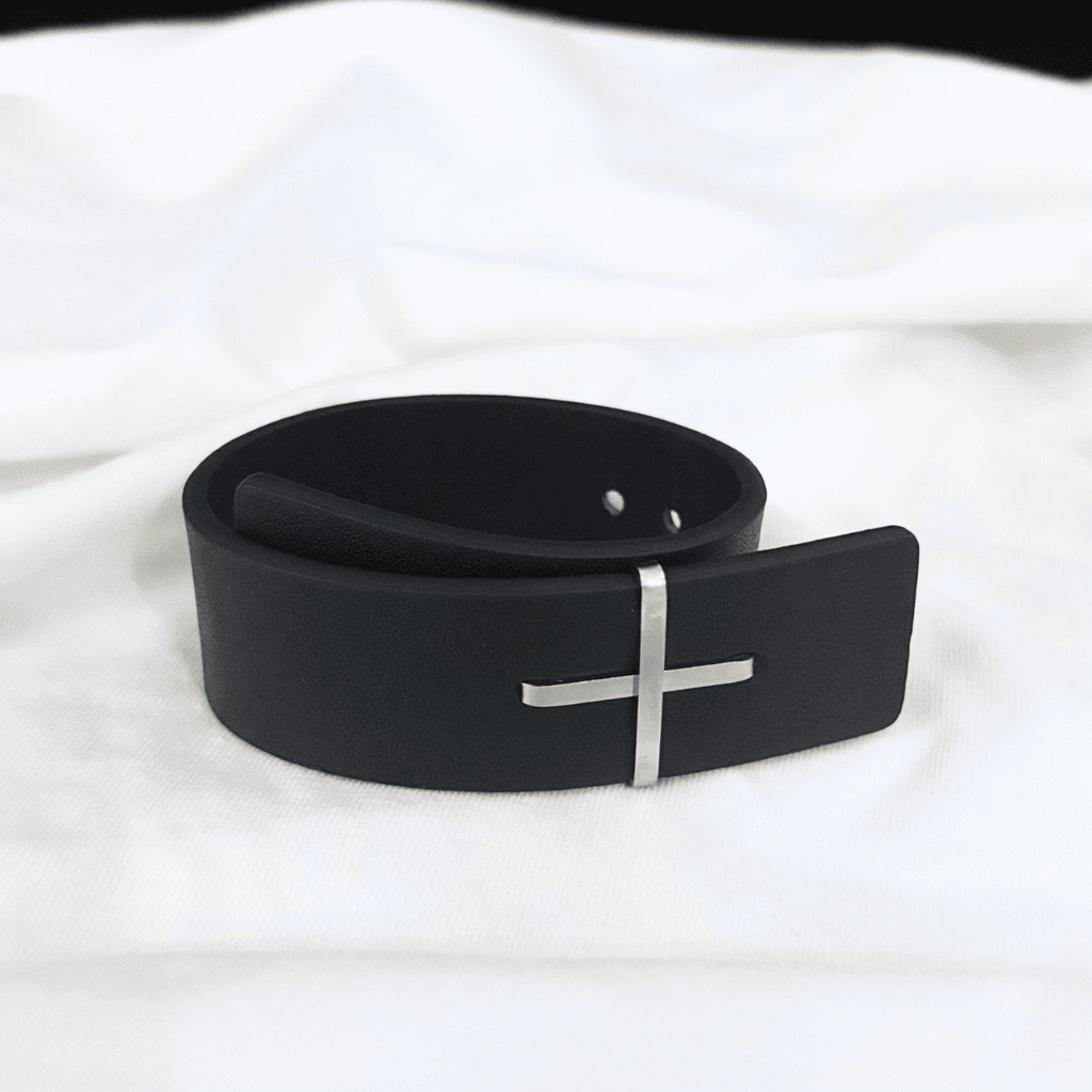 Leather Cross Cuff Bracelet