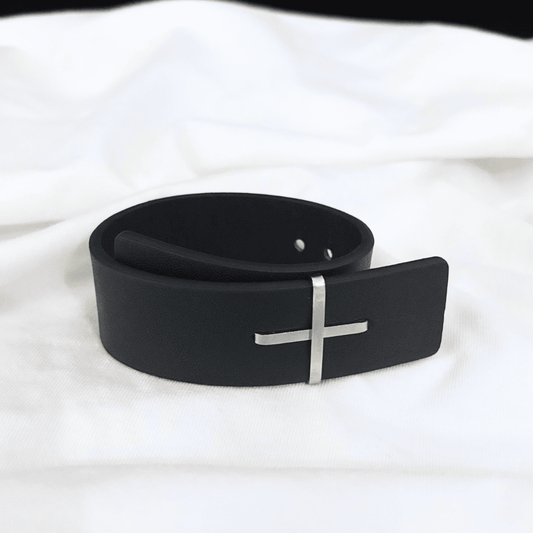 Leather Cross Cuff Bracelet
