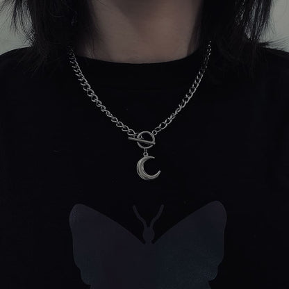 Silver Moon Halo Necklace