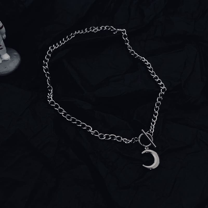 Silver Moon Halo Necklace