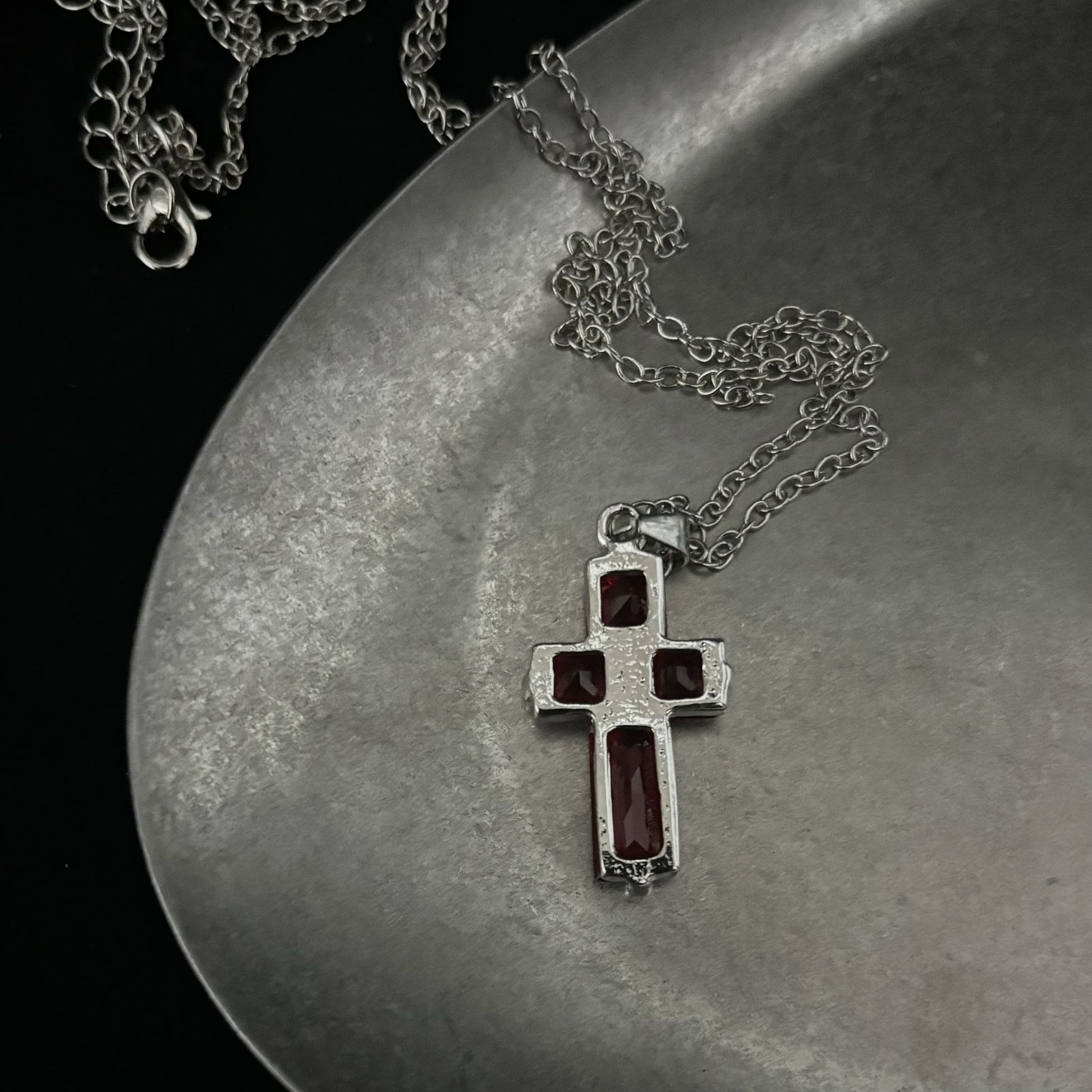 Crimson Omen Cross Necklace