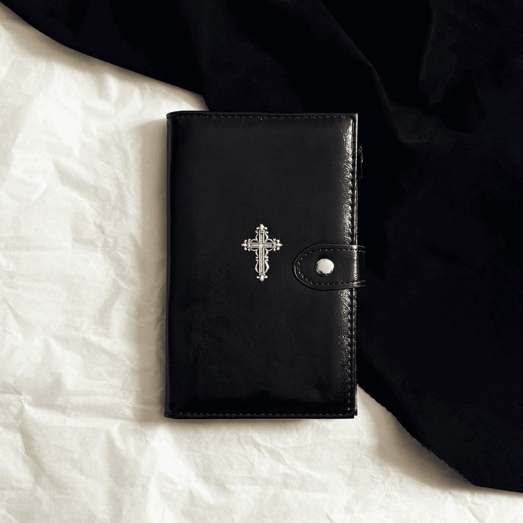 Gothic Cross Leather Passport Holder