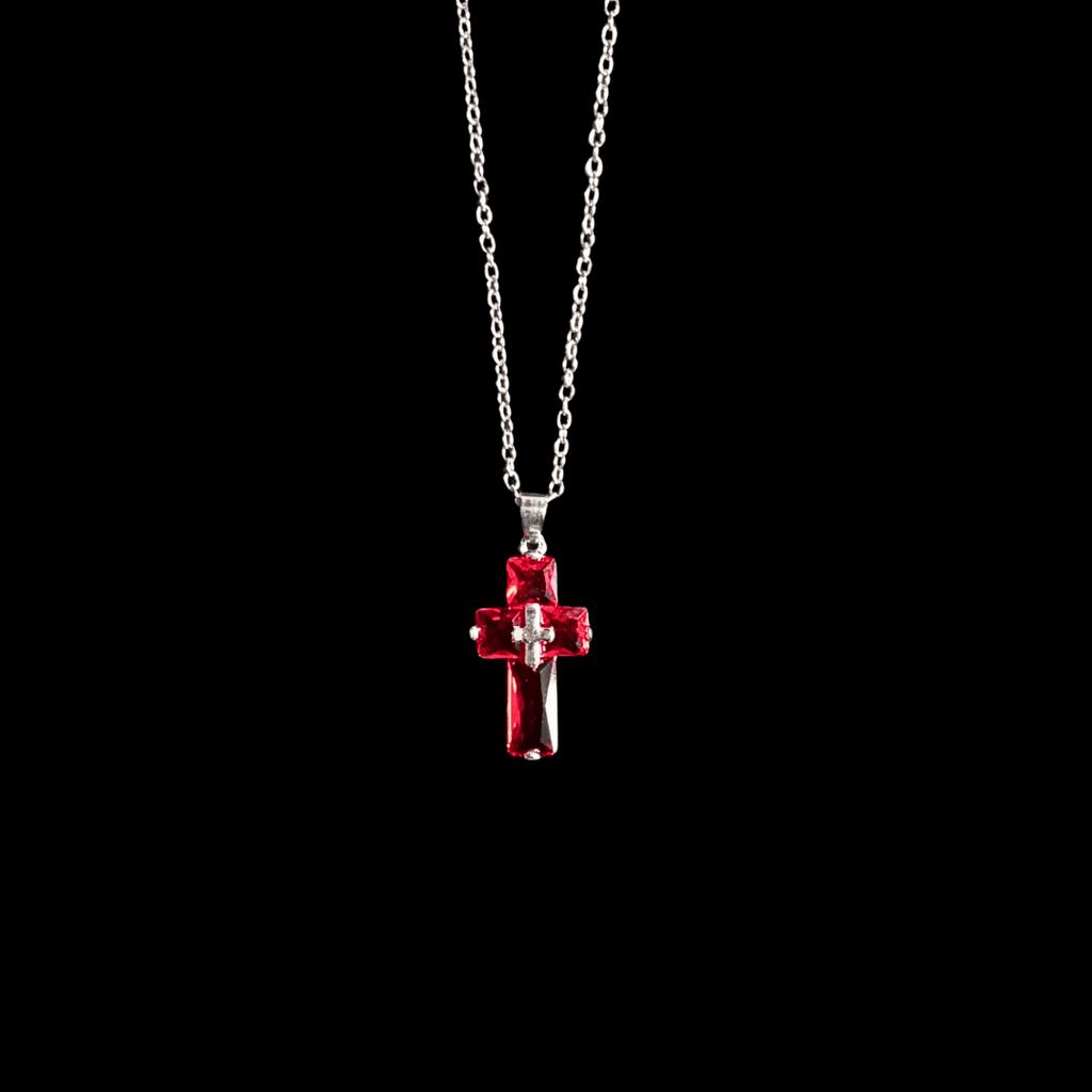 Crimson Omen Cross Necklace