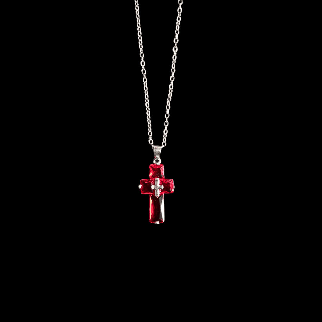 Crimson Omen Cross Necklace