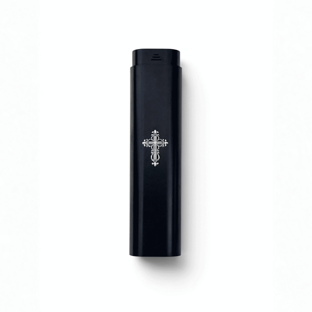Gothic Cross Weekly Pillcase with seven individual pill storage compartments