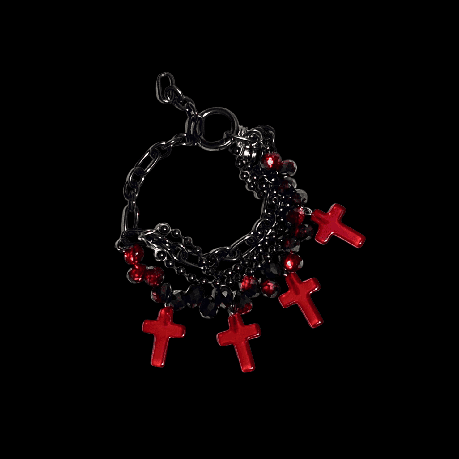 Blood Red Cross Layered Bracelet