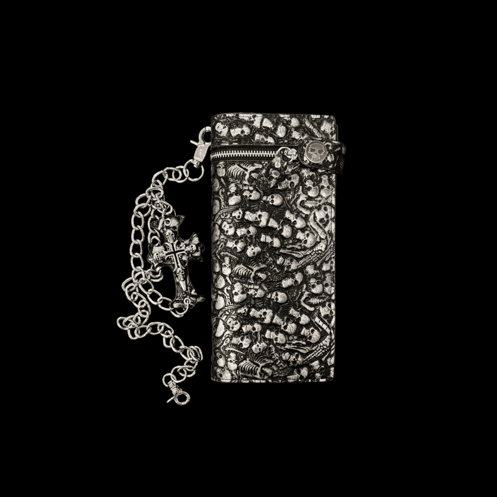 Skull Relief Leather Wallet