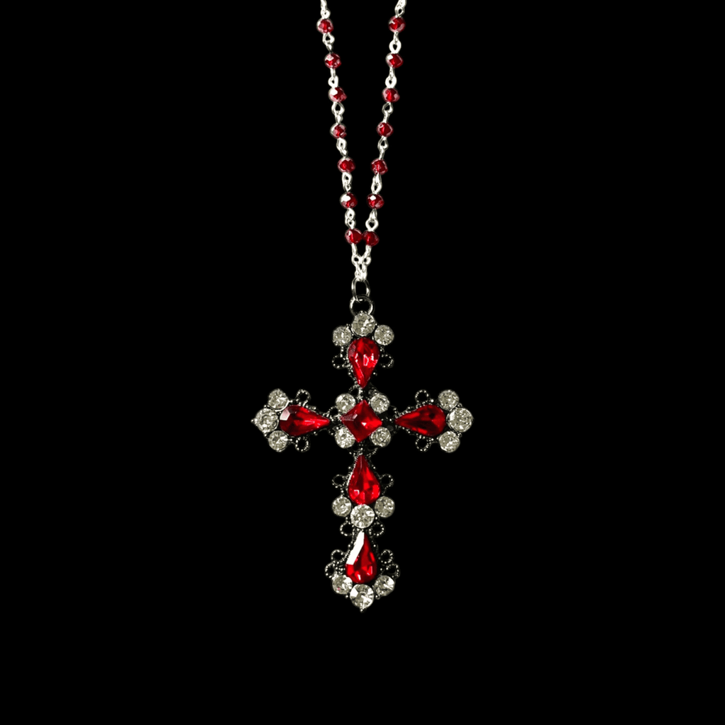 Blood Red Crystal Cross Necklace