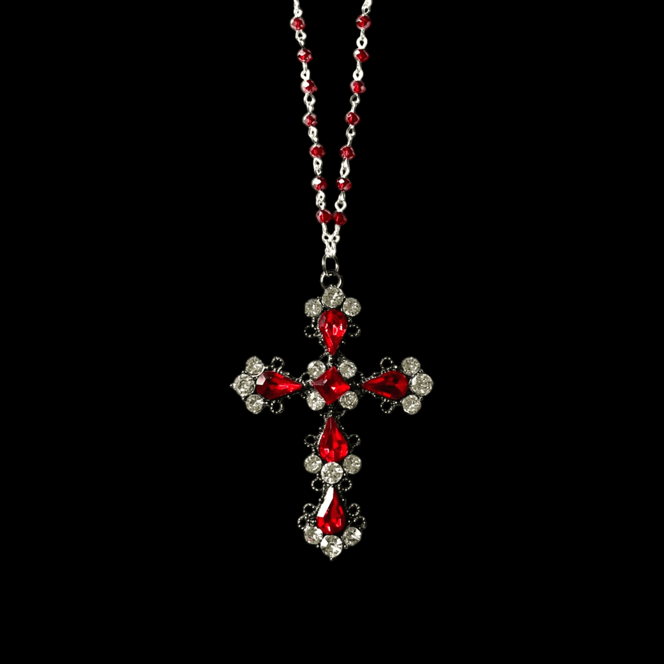 Blood Red Crystal Cross Necklace