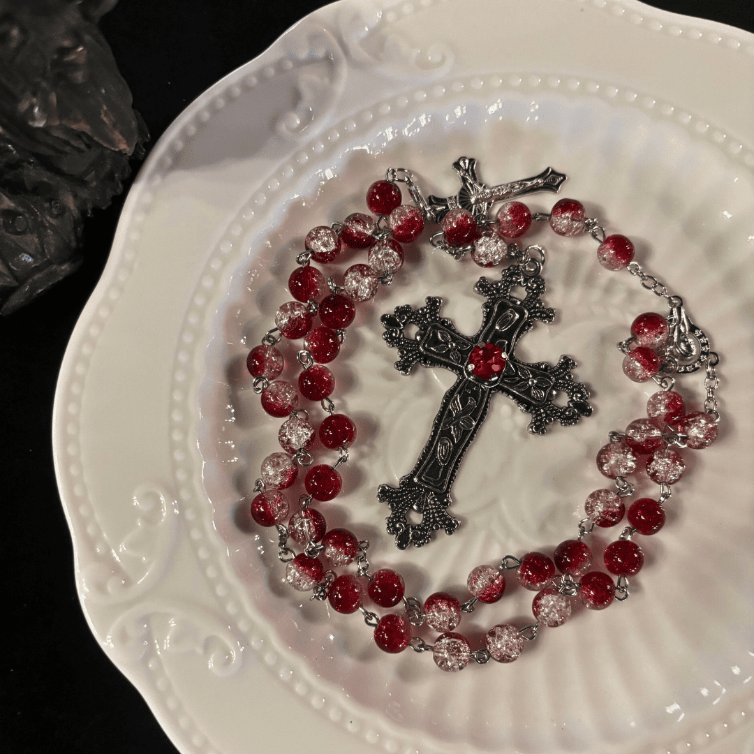 Crimson Devotion Cross Necklace