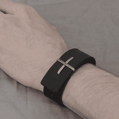 Leather Cross Cuff Bracelet