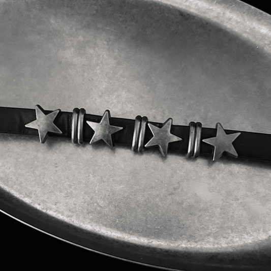 Star Studded Leather & Stone Bracelet Set