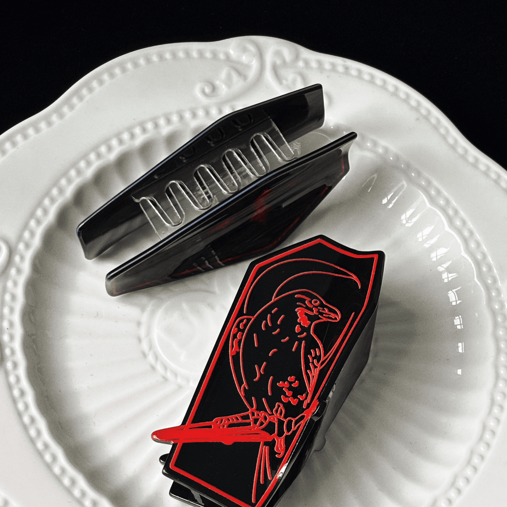 Gothic Coffin Hair Claw Set