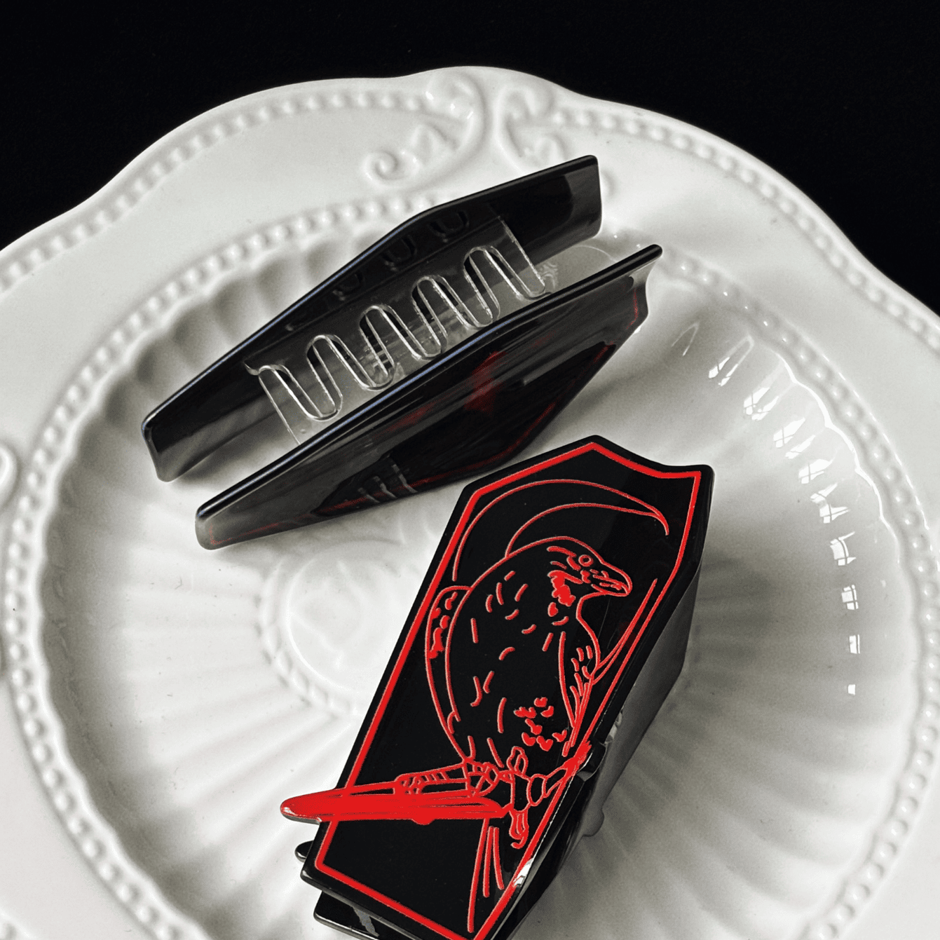 Gothic Coffin Hair Claw Set