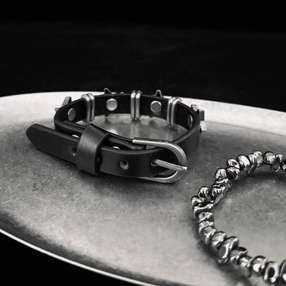 Star Studded Leather & Stone Bracelet Set