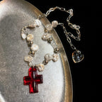 Crimson-Cross&Pearl Necklace